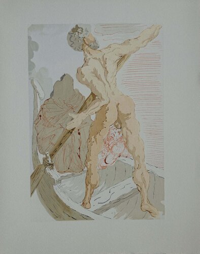 Charon et le passage de l'Achéron, Bois gravé original de Salvador Dalí, Impresión a la venta en Singulart