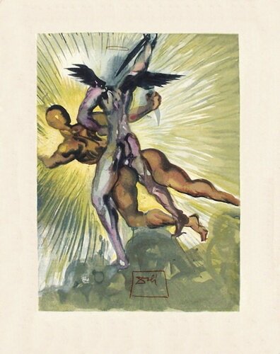 Divine Comédie Purgatoire 08 - Les anges gardiens de la vallée von Salvador Dalí, Druck kaufen auf Singulart