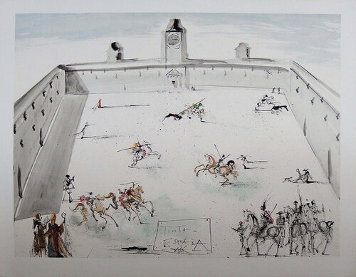 Tienta en Espana, Lithographie signée Salvador Dalí