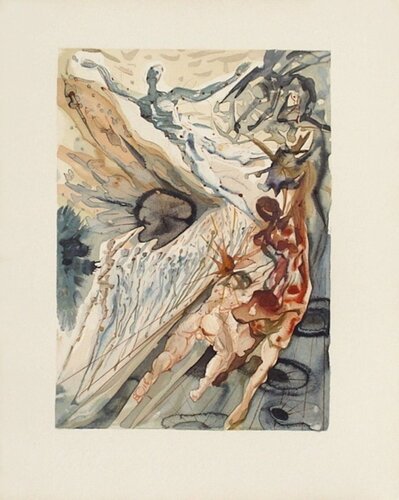 Divine Comédie Purgatoire 26 - Rencontre de deux troupeaux... di Salvador Dalí, Stampa in vendita su Singulart