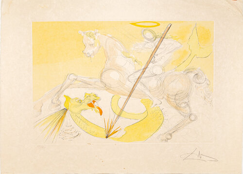 St Georges et le Dragon par Salvador Dalí, Peinture en vente sur Singulart