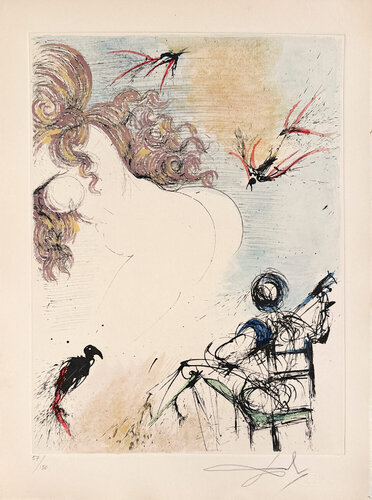 Woman with Parrot di Salvador Dalí, Stampa in vendita su Singulart