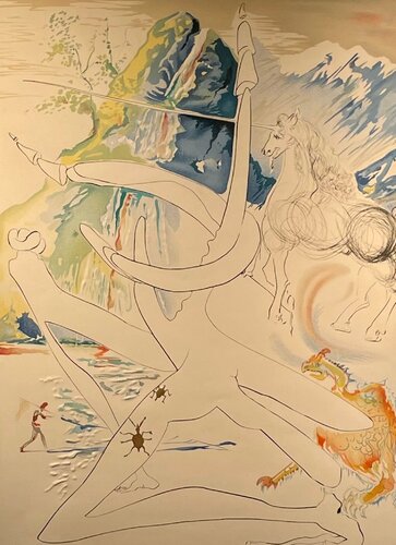 The Laser Unicorn Disintegrates Cosmic Rhinoceros di Salvador Dalí, Stampa in vendita su Singulart