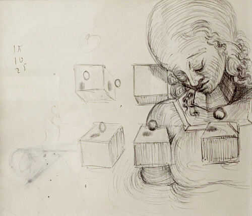 Study of head of lady & study for the last supper par Salvador Dalí, Œuvre sur papier en vente sur Singulart