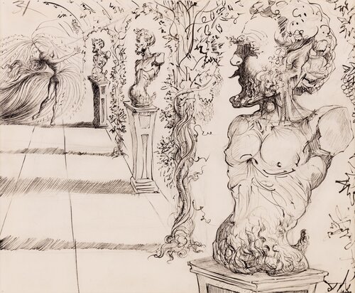 Sans titre, connu comme Composition surréaliste par Salvador Dalí, Œuvre sur papier en vente sur Singulart