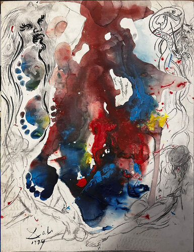 “Untitled” (colorful feet and figures) par Salvador Dalí, Peinture en vente sur Singulart