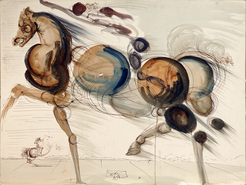 Figure équestre moléculaire par Salvador Dalí, Œuvre sur papier en vente sur Singulart