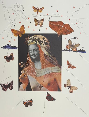 Surrealist Portrait Of Dali Surrounded By Butterflies par Salvador Dalí, Édition en vente sur Singulart