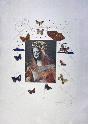 Surrealist Portrait of DALI Surrounded by Butterflies (Portait Surréaliste de DALI entouré de papillons) par Salvador Dalí, Édition en vente sur Singulart
