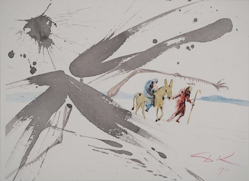 La Fuite hors d’Égypte, Lithographie signée von Salvador Dalí, Druck kaufen auf Singulart