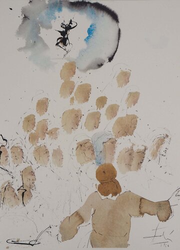 Les Marchands du Temple, Lithographie signée de Salvador Dalí, Impresión a la venta en Singulart