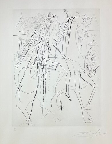 Salvador Dalì (1904-1989) - Lady Godiva - hand-signed drypoint etching on Rives paper - 1969 von Salvador Dalí, Druck kaufen auf Singulart
