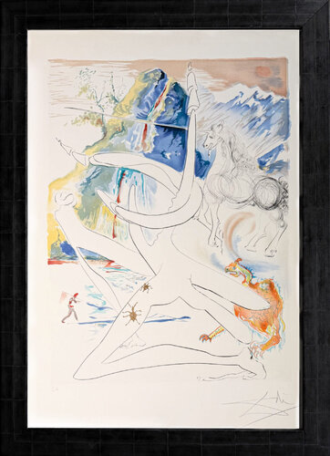 L'unicorne laser désintégre les cornes de rhinoceros cosmique (from 'La Conquête du Cosmos') de Salvador Dalí, Impresión a la venta en Singulart