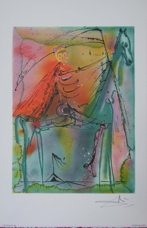 Les Chevaux, le Cheval de la Mort, Lithographie signée Salvador Dalí