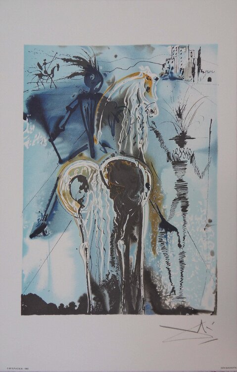 Les Chevaux, Don Quichotte, Lithographie signée Salvador Dalí