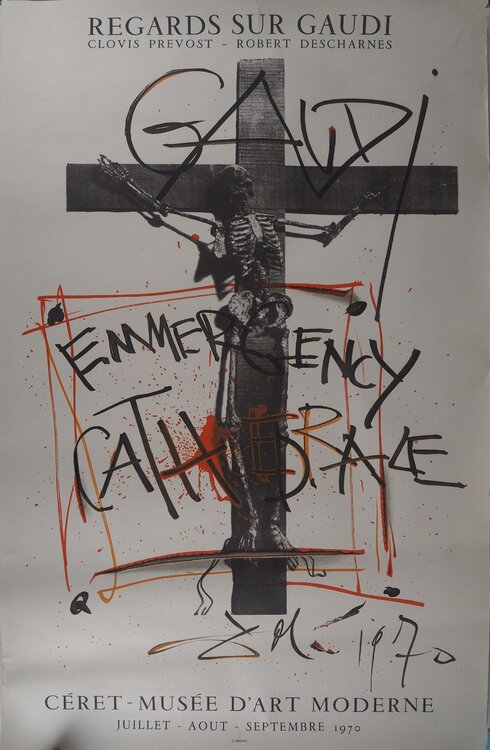 Emmergency Cathedrale, Gaudi, Affiche en lithographie signée Salvador Dalí