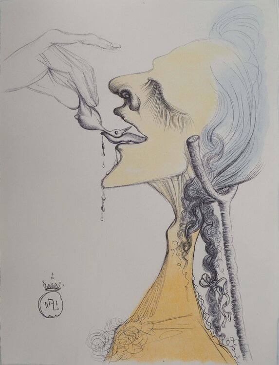 Casanova, Un petit oiseau sur la langue, Gravure originale signée Salvador Dalí