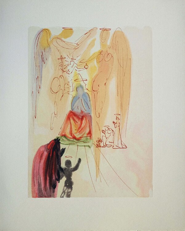 Le triomphe du Christ et de la Vierge, Bois gravé original Salvador Dalí