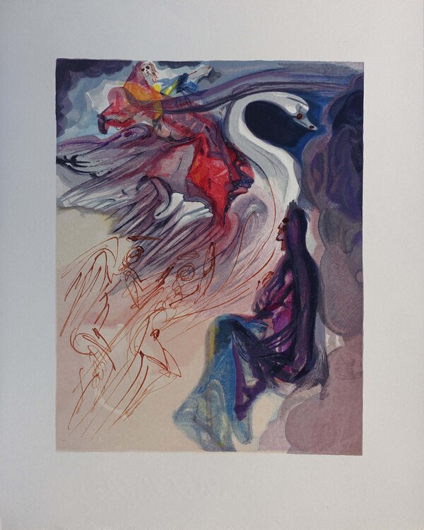 Le langage de l'oiseau, Bois gravé original Salvador Dalí