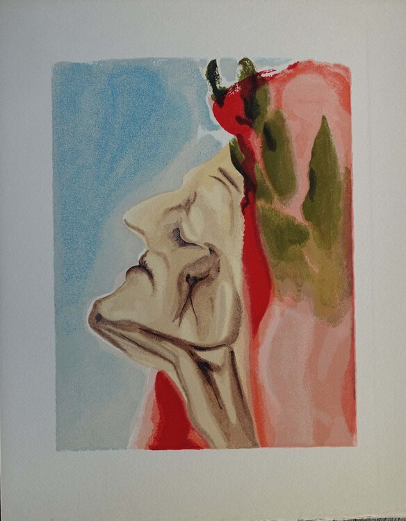 Le doute de Dante, Bois gravé original Salvador Dalí