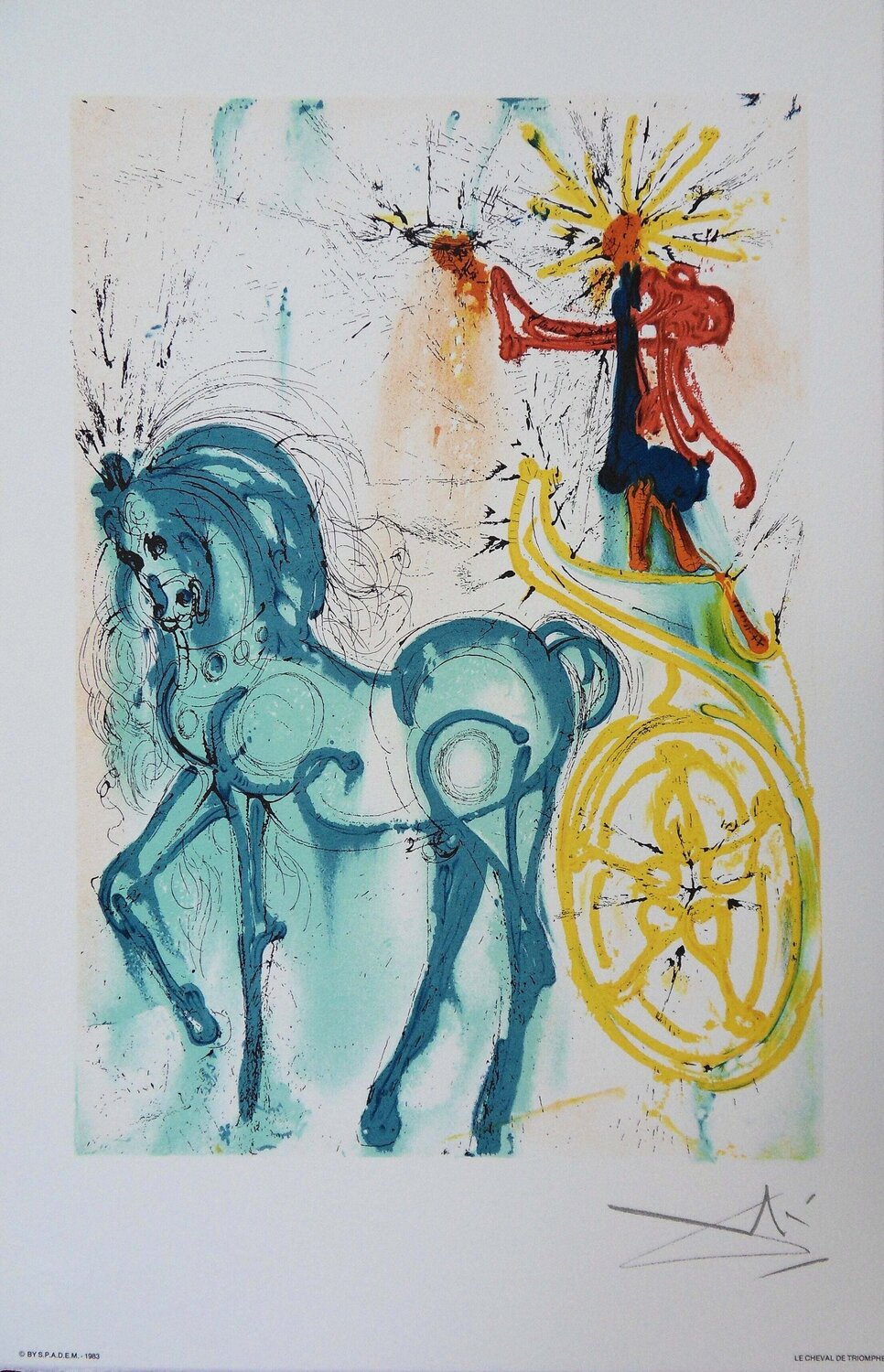 Les Chevaux, Le Cheval de Triomphe, Lithographie signée Salvador Dalí Impresión en venta