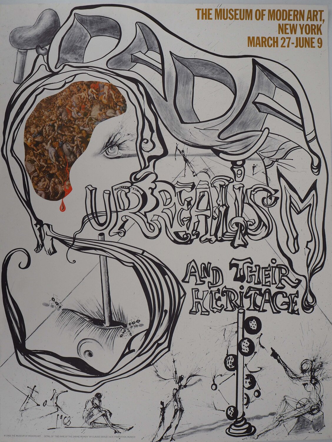 Dada, Surrealism and their heritage, Affiche en lithographie originale signée Salvador Dalí Afdruk te koop