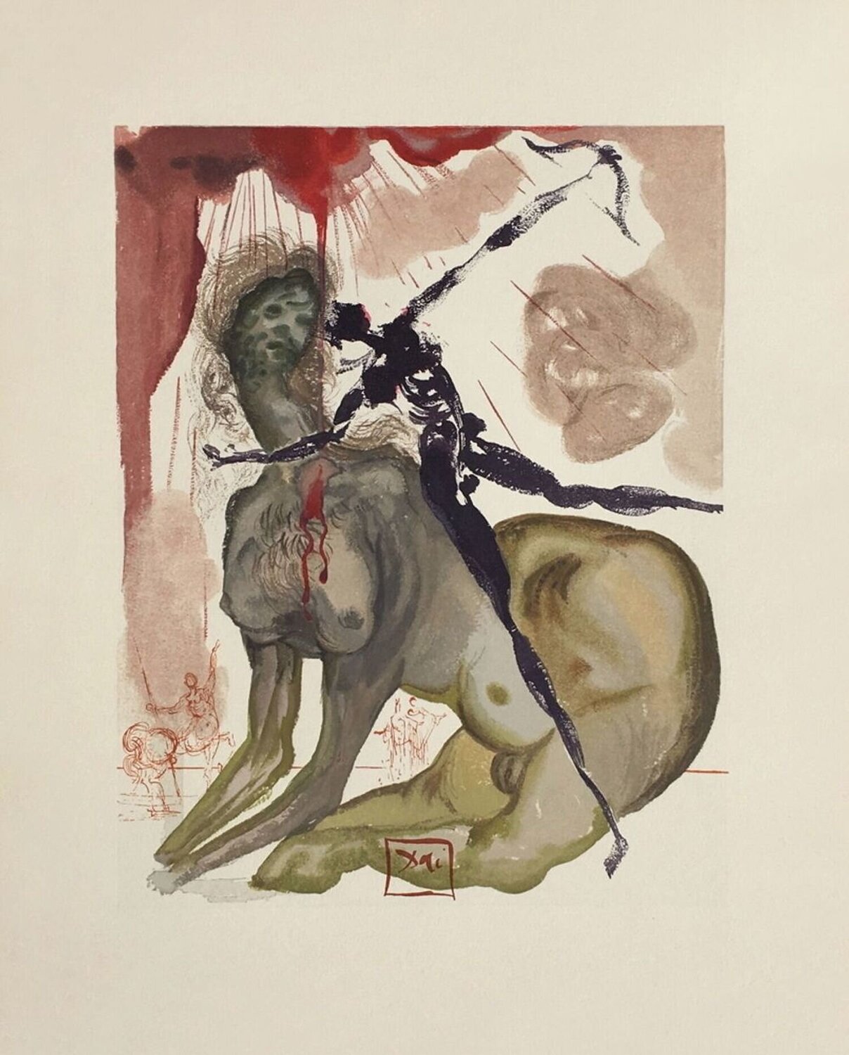 Divine Comédie Enfer 12 - Le Minotaure Salvador Dalí Druck zu verkaufen