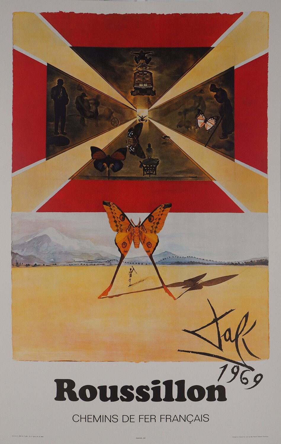 Roussillon, SNCF (Suite Papillon), Lithographie originale signée Salvador Dalí Stampa in vendita