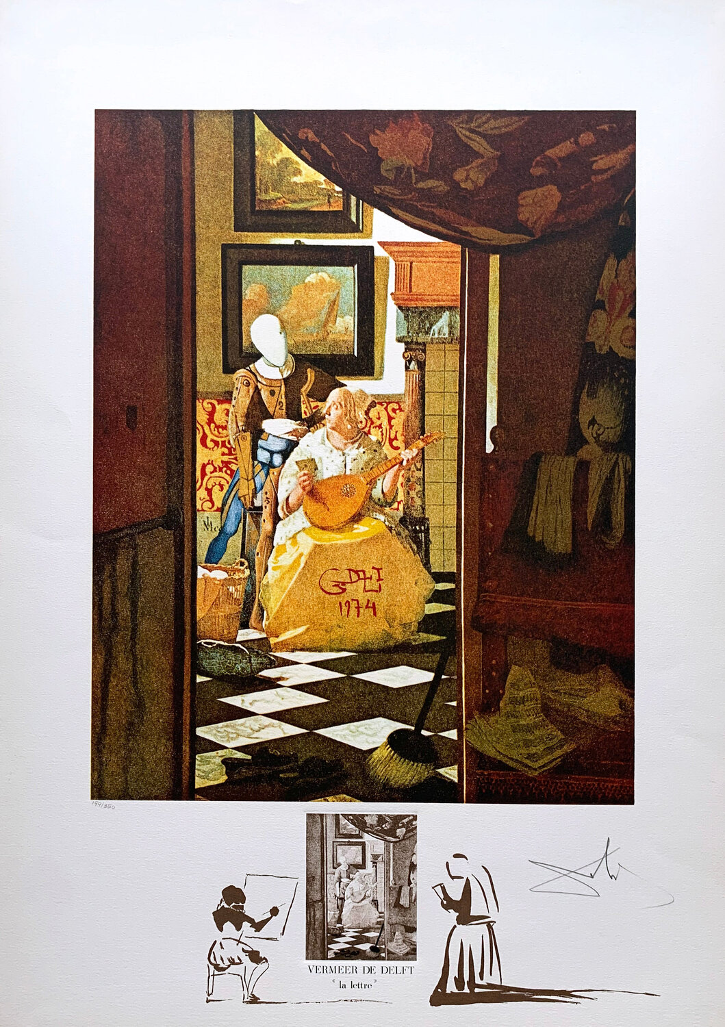 Vermeer La Lettre" from "Changes in Great Masterpieces" portfolio Salvador Dalí Druck zu verkaufen