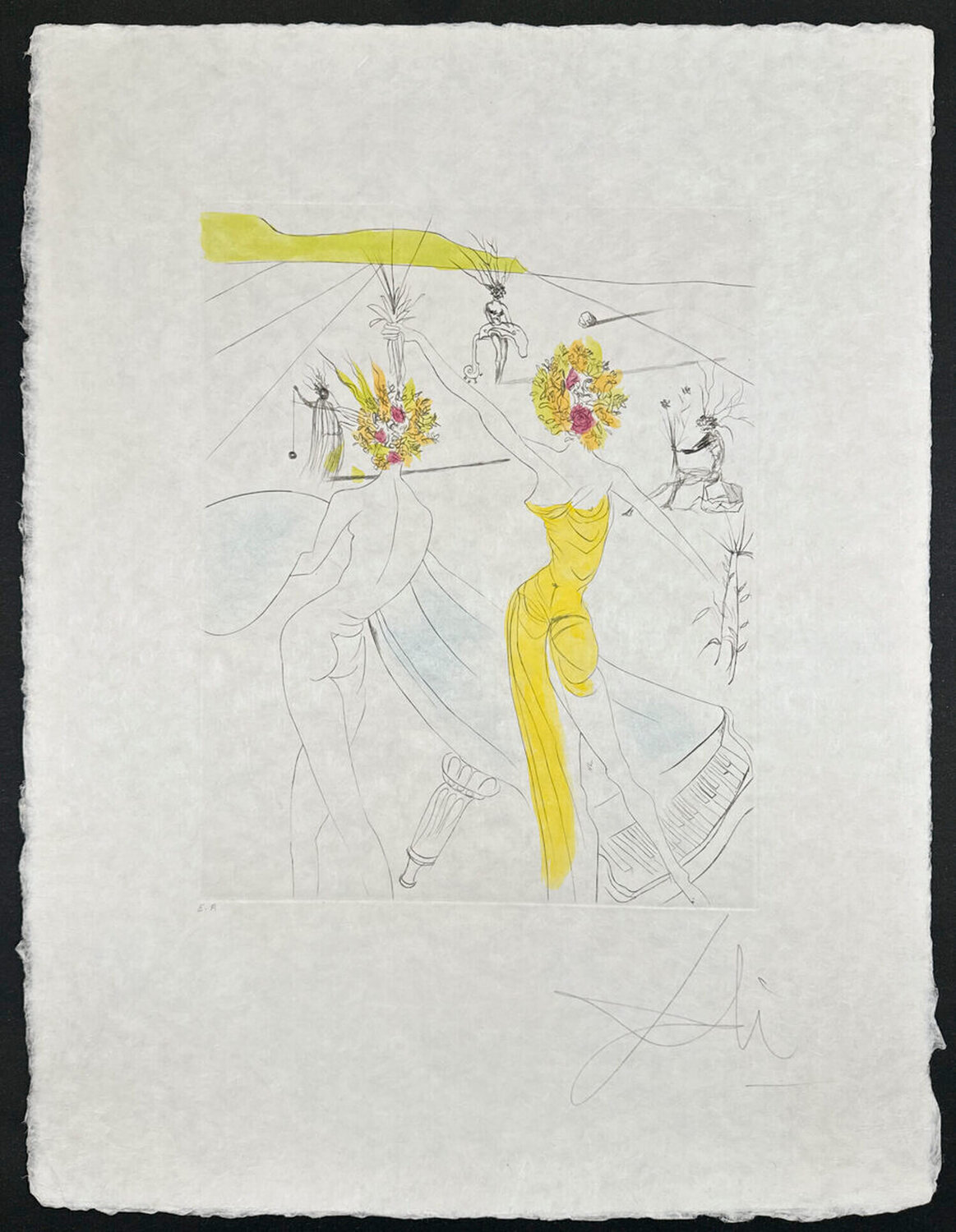 Flower Women with Soft Piano Salvador Dalí Stampa in vendita