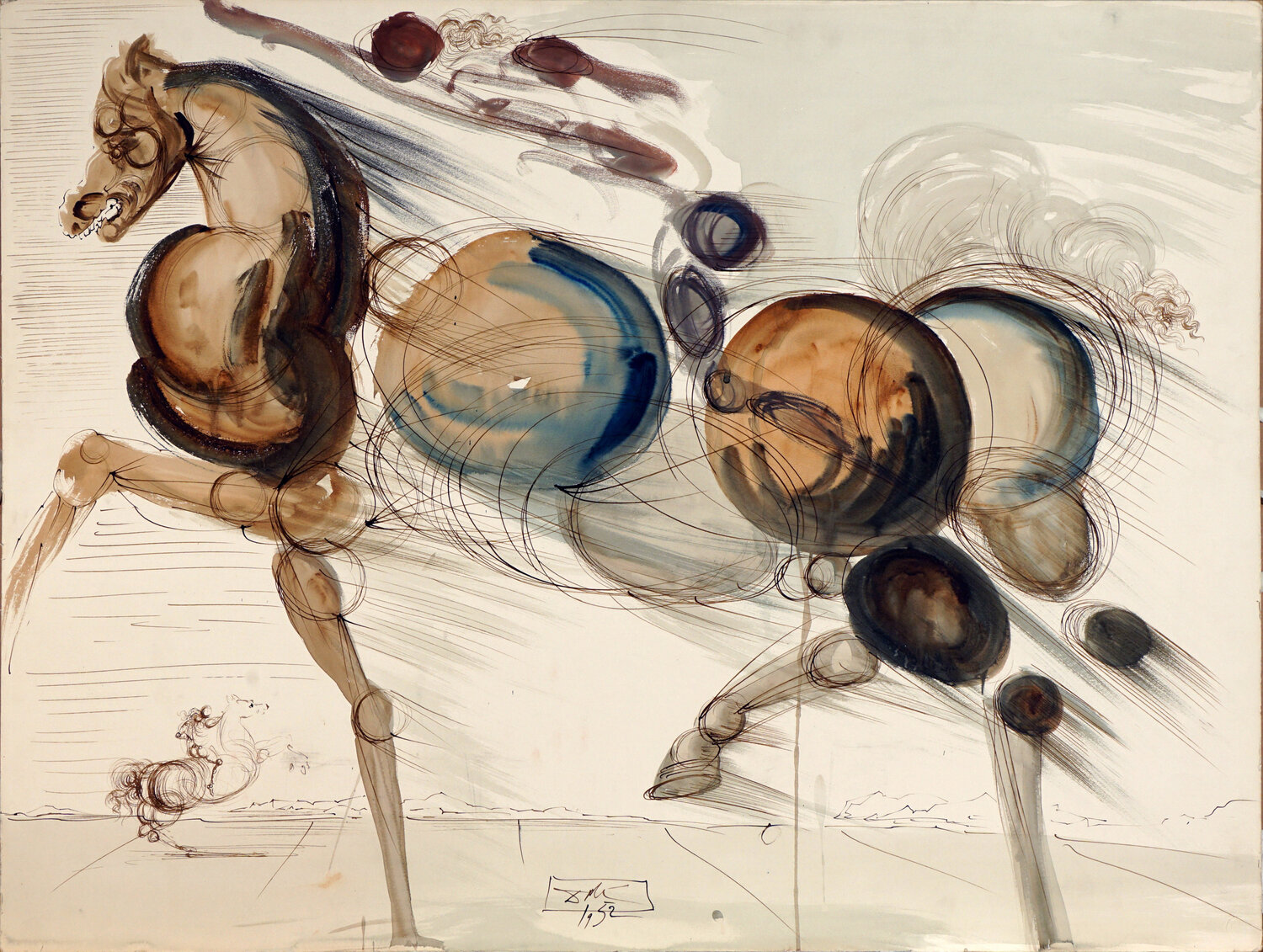 Figure équestre moléculaire Salvador Dalí Opera su carta in vendita