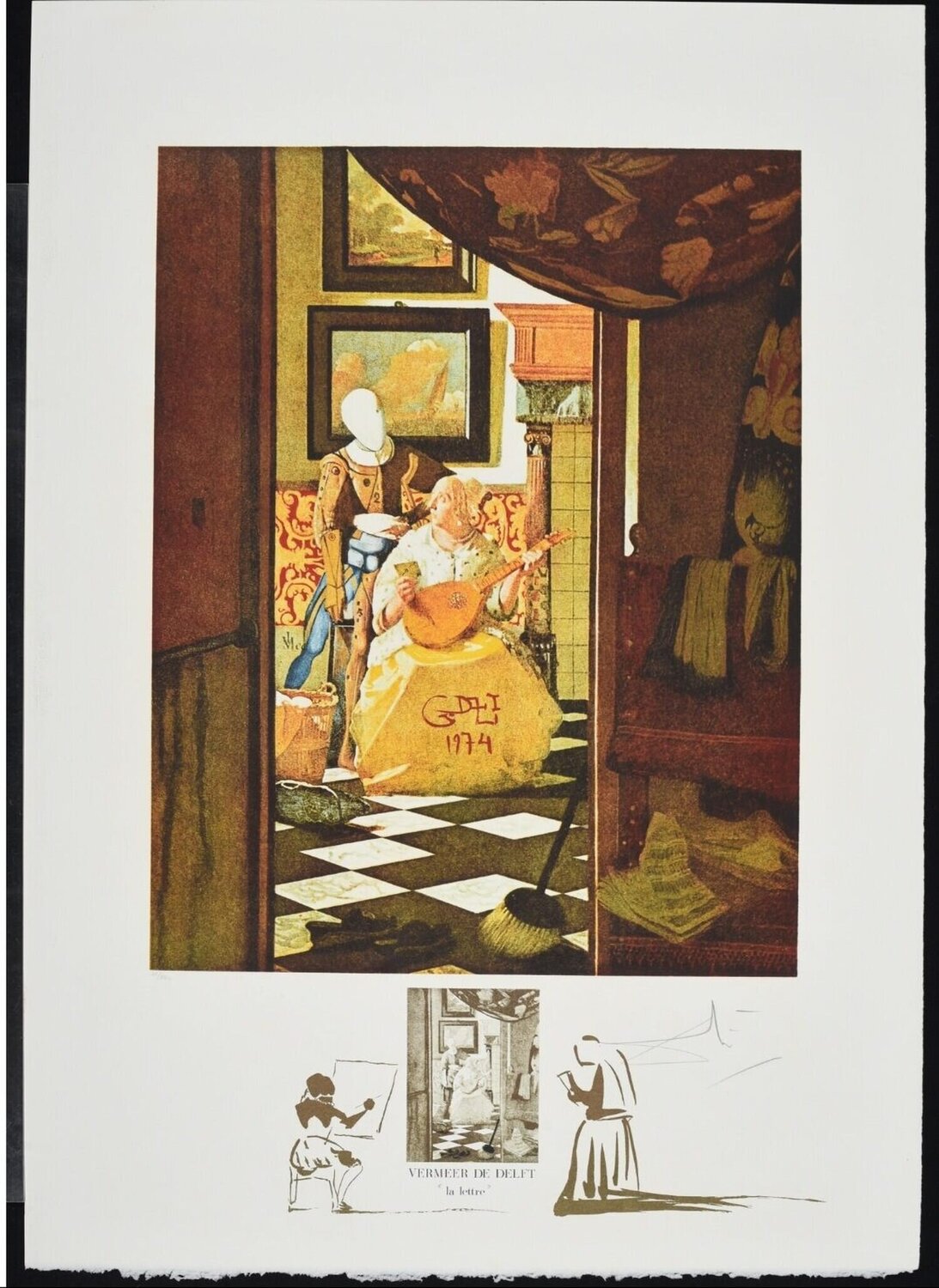Vermeer (La Lettre) - from Changes in Great Masterpieces Suite Salvador Dalí Stampa in vendita