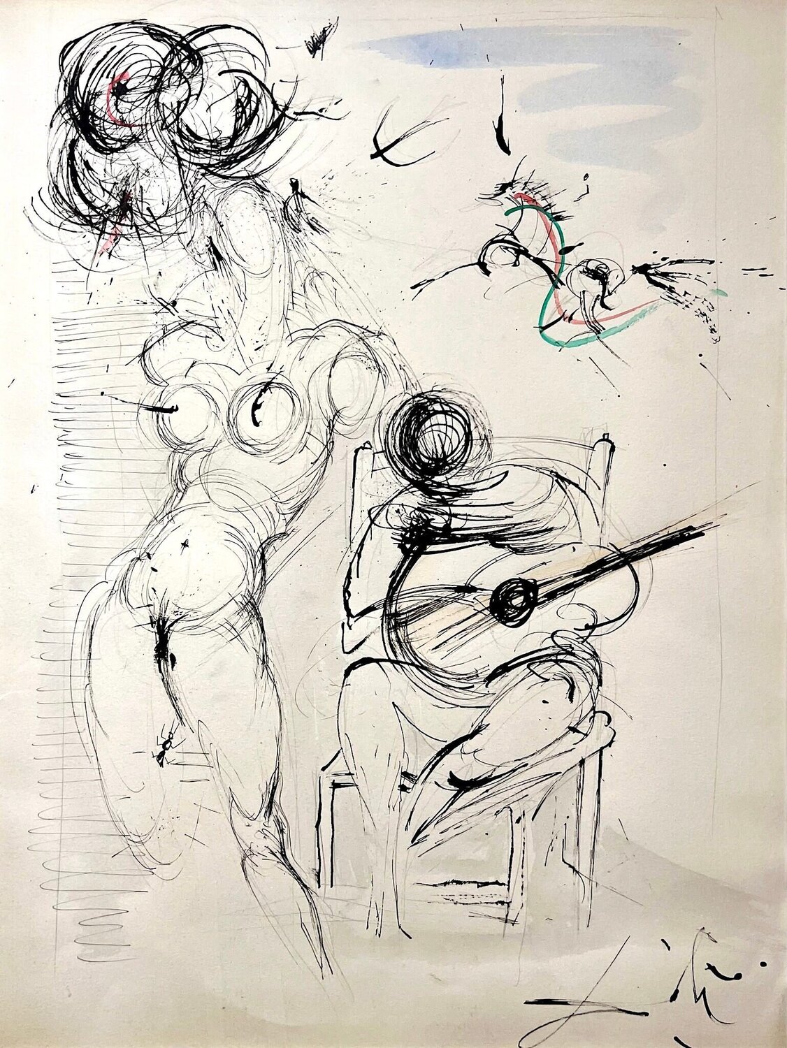 Nude with Guitar Salvador Dalí Opera su carta in vendita