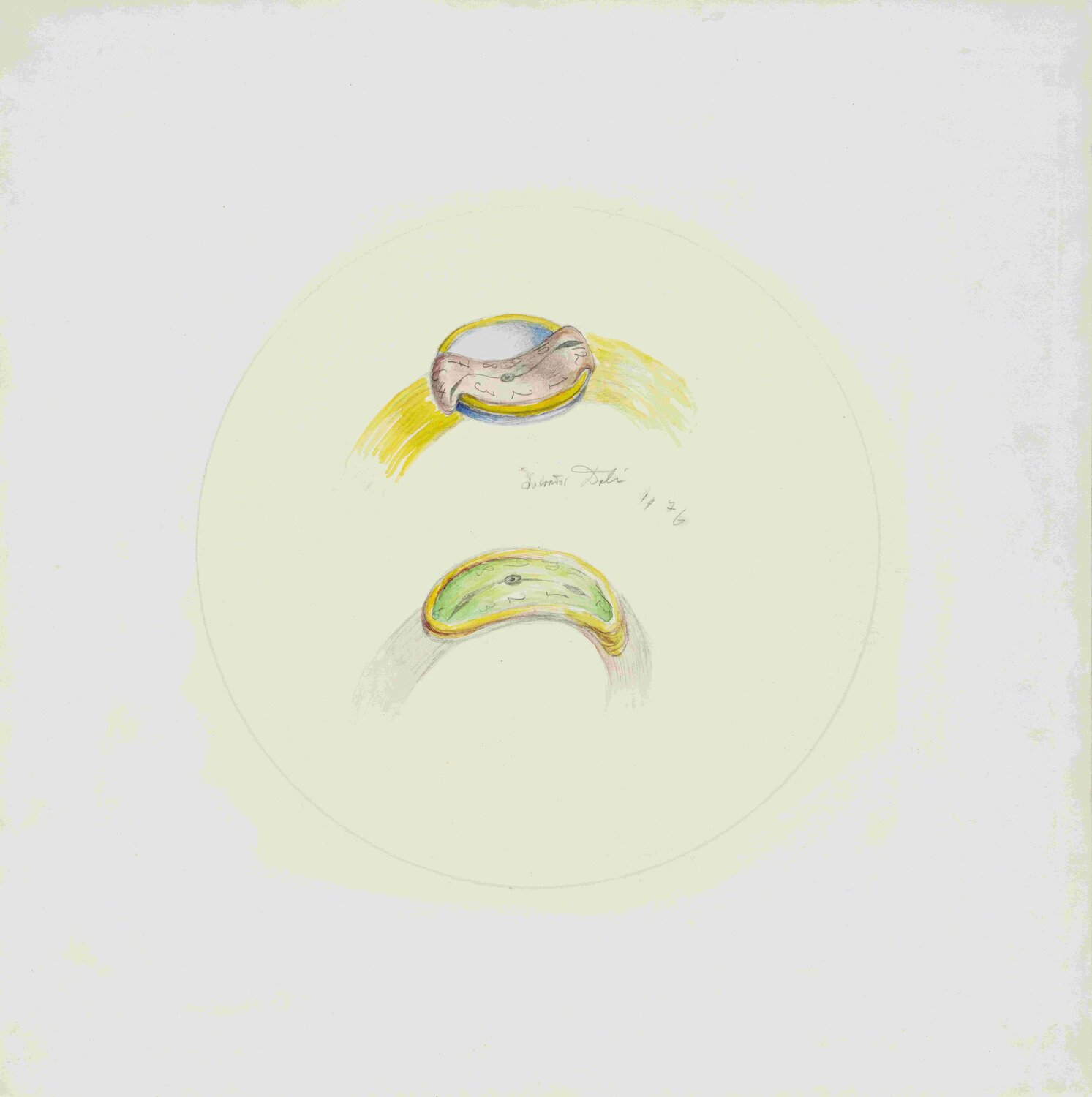 Projet pour deux montres molles Salvador Dalí Dipinto originale in vendita