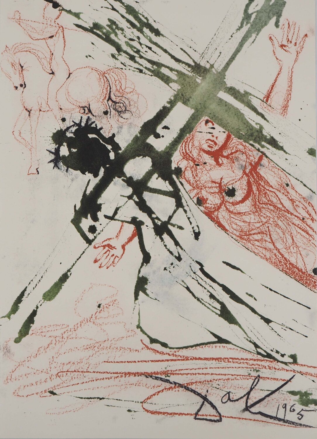 Chemin de Croix, Lithographie signée Salvador Dalí Afdruk te koop