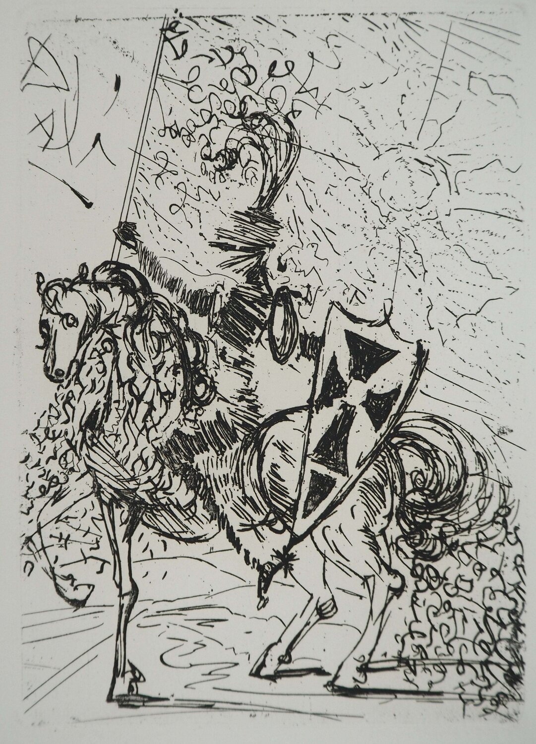 Cinq portraits espagnols, El Cid, Gravure originale signée Salvador Dalí Afdruk te koop