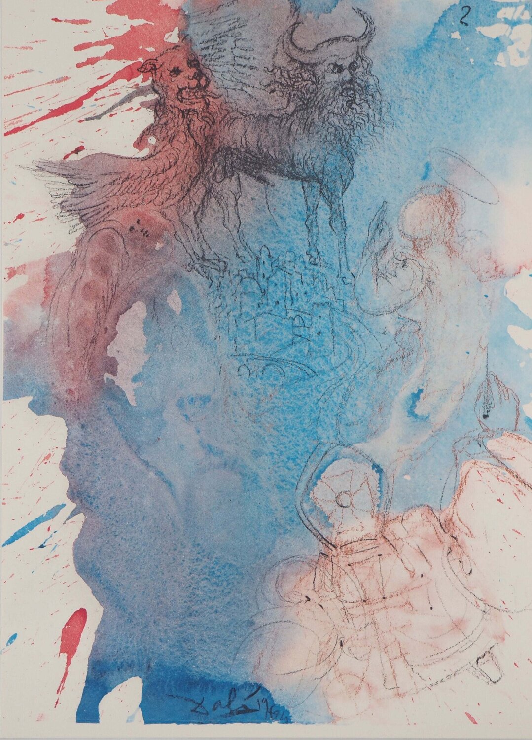 Les Anges, Lithographie signée Salvador Dalí Impresión en venta