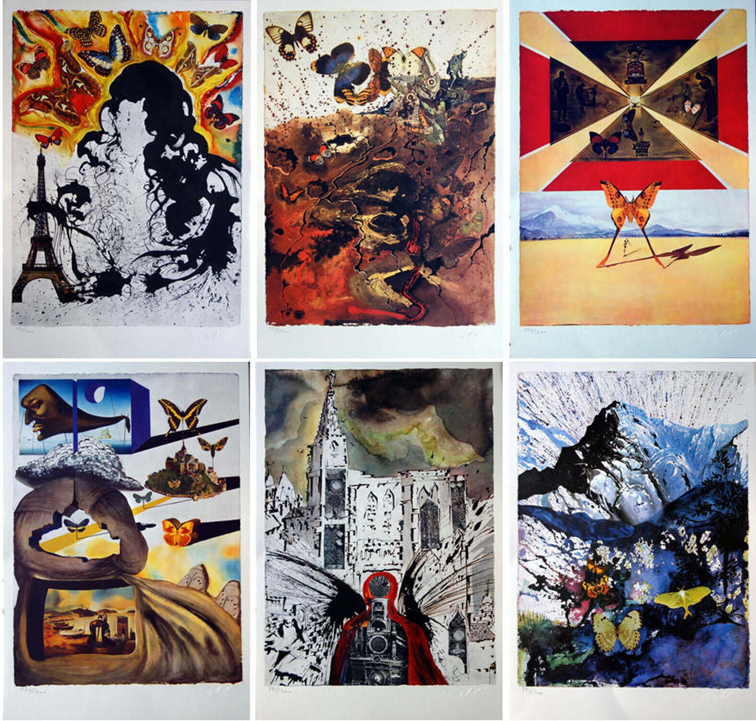 Suite Papillon, SNCF, 6 lithographies signées Salvador Dalí Druck zu verkaufen