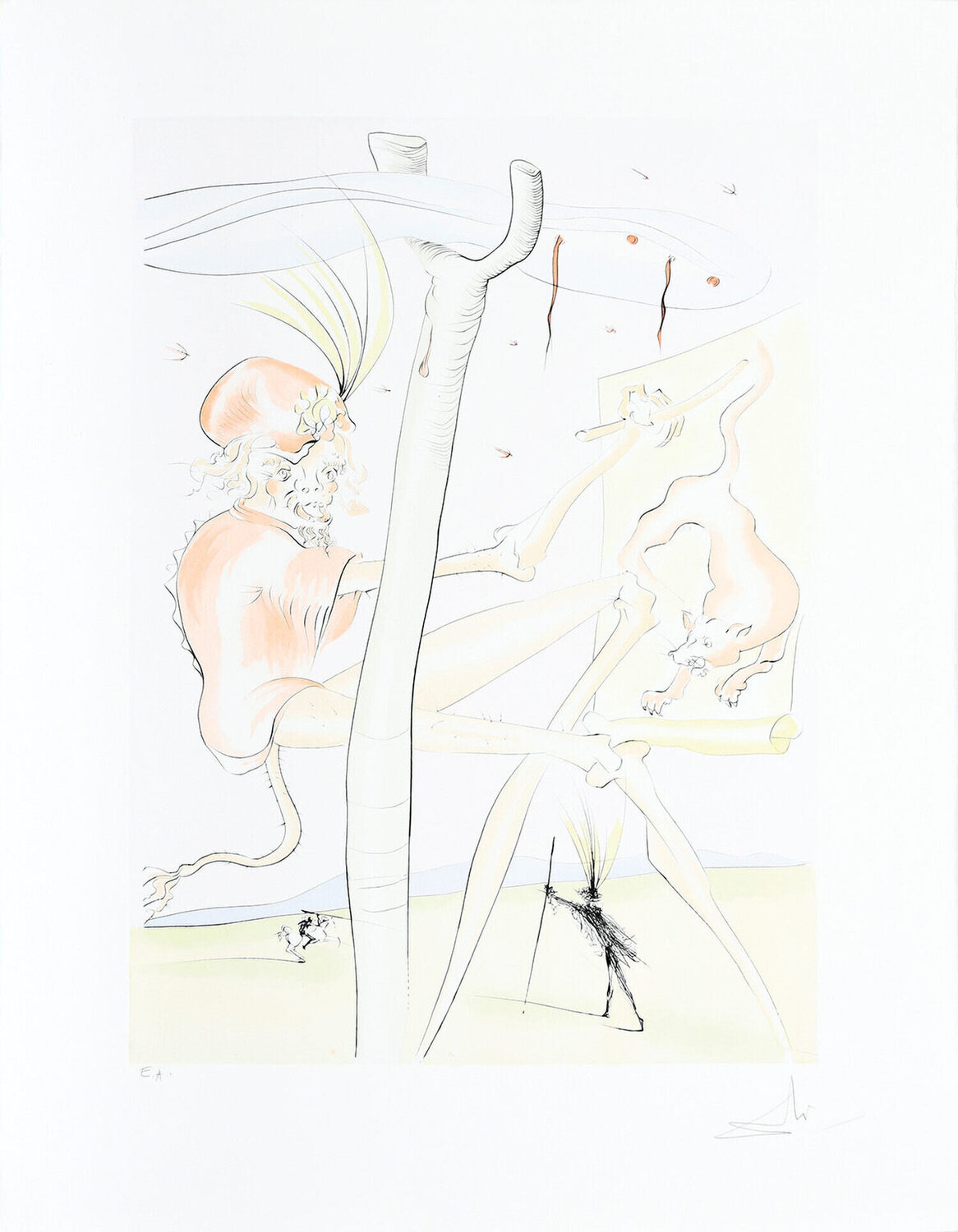 Le Singe et le Léopard. (The Monkey and the Leopard.) Salvador Dalí Druck zu verkaufen
