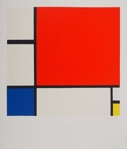 Composition II en rouge, bleu et jaune, Lithographie signée by Piet Mondrian, Print for Sale on Singulart