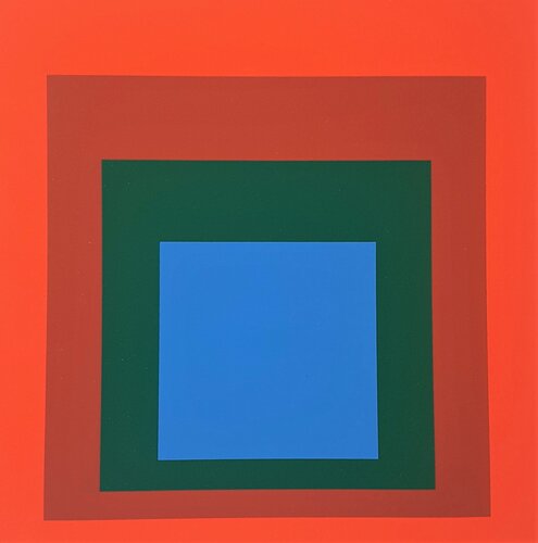 Homage to the Square: Blue + Darkgreen with 2 Reds (from "Albers") by Josef Albers, Print for Sale on Singulart