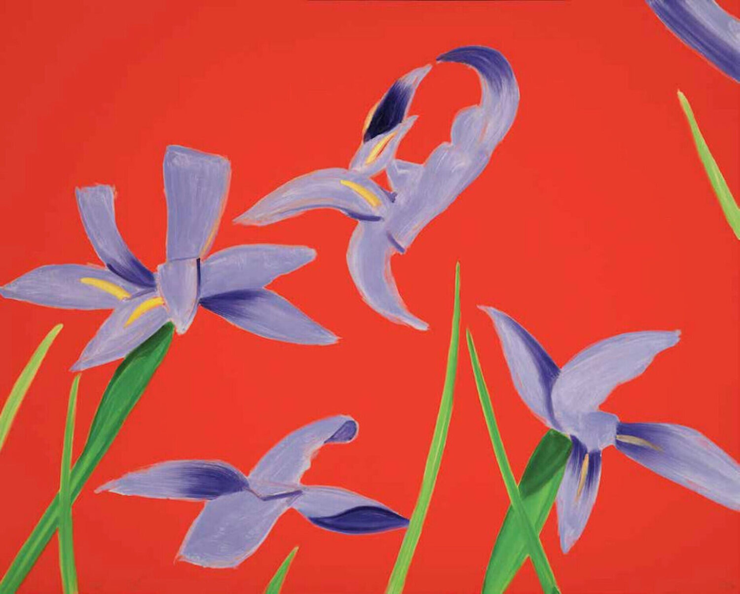 Purple Irises on Red Alex Katz Afdruk te koop