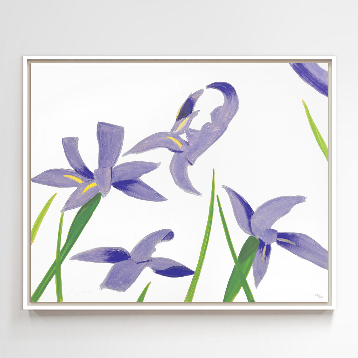 Purple irises on white Alex Katz Opera su carta in vendita