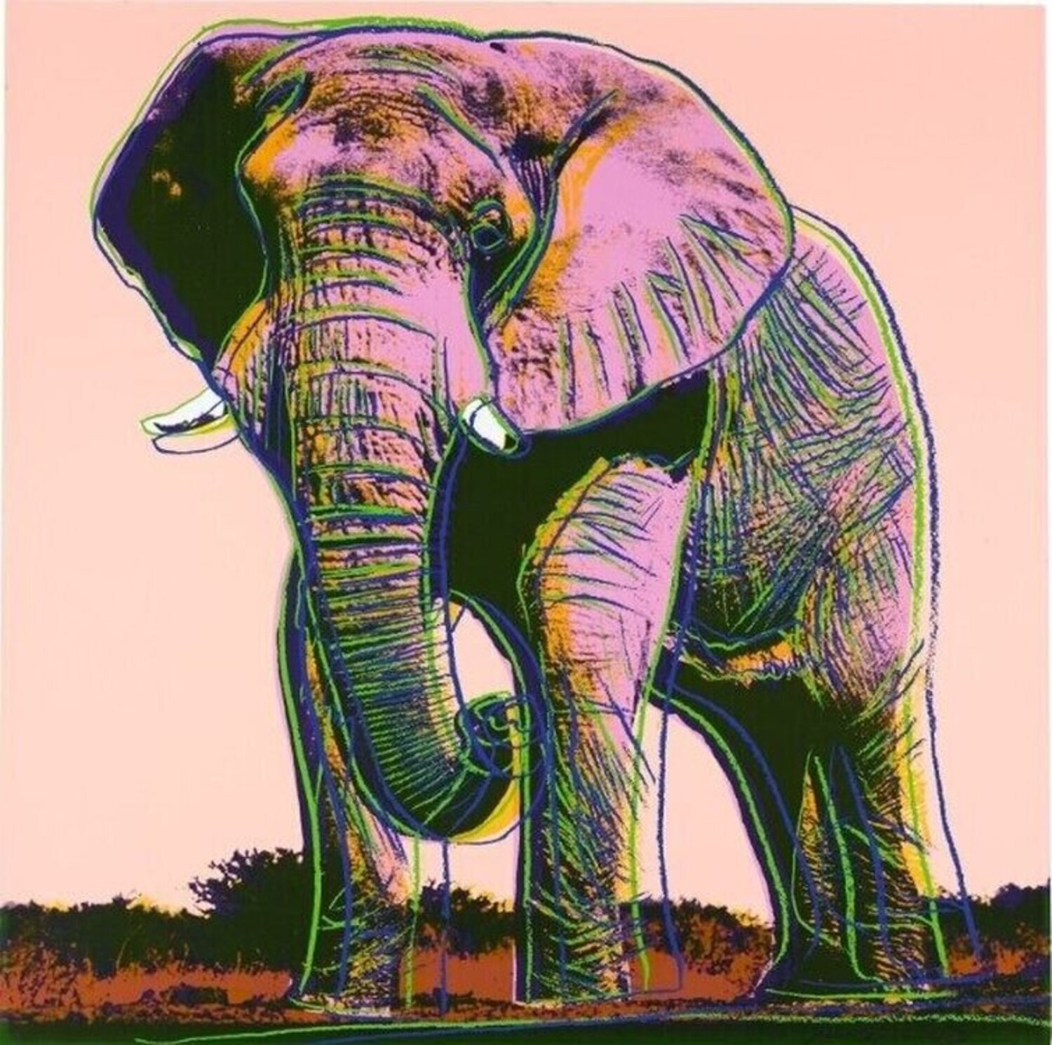 African Elephant (F. \u0026 S. II.293) de Andy Warhol (1983) : Édition  Sérigraphie - Singulart, image size:1500x1490