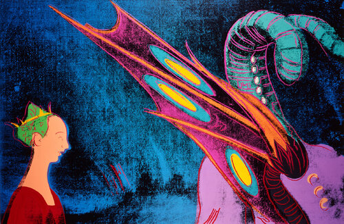 Details of Renaissance Paintings (Paolo Uccello: St. George and the Dragon) van Andy Warhol, Schilderij te koop op Singulart