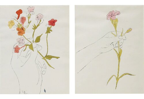 Hand with Flowers and Carnation - Diptych van Andy Warhol, Werk op papier te koop op Singulart
