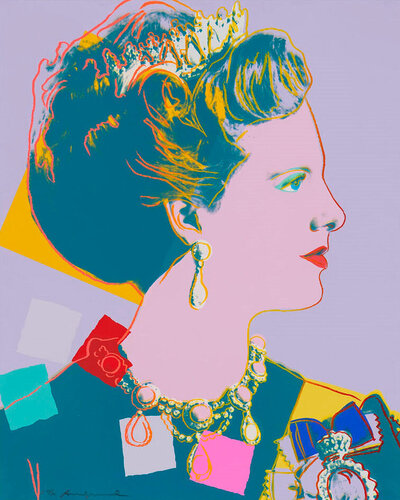 Queen Margrethe II' Color Screenprint di Andy Warhol, Stampa in vendita su Singulart