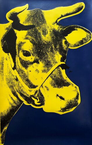 Manhattan Cow (Blue) - FRAMED di Andy Warhol, Stampa in vendita su Singulart