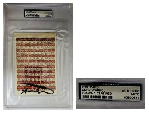 100 Cans, 1962, SIGNED Postcard, ca 1980's, PSA/DNA certification. de Andy Warhol, Impresión a la venta en Singulart