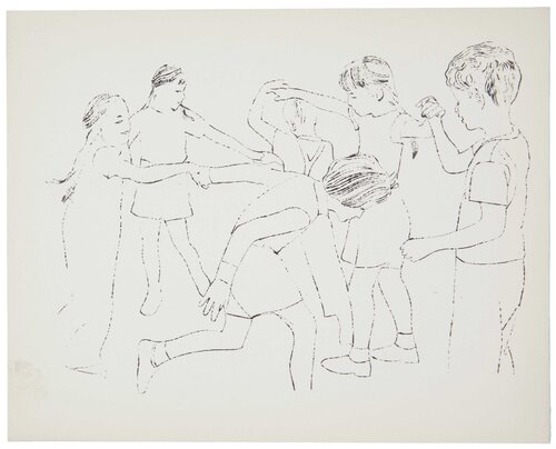 Children Playing Ring Around the Rosie, Happy December van Andy Warhol, Afdruk te koop op Singulart
